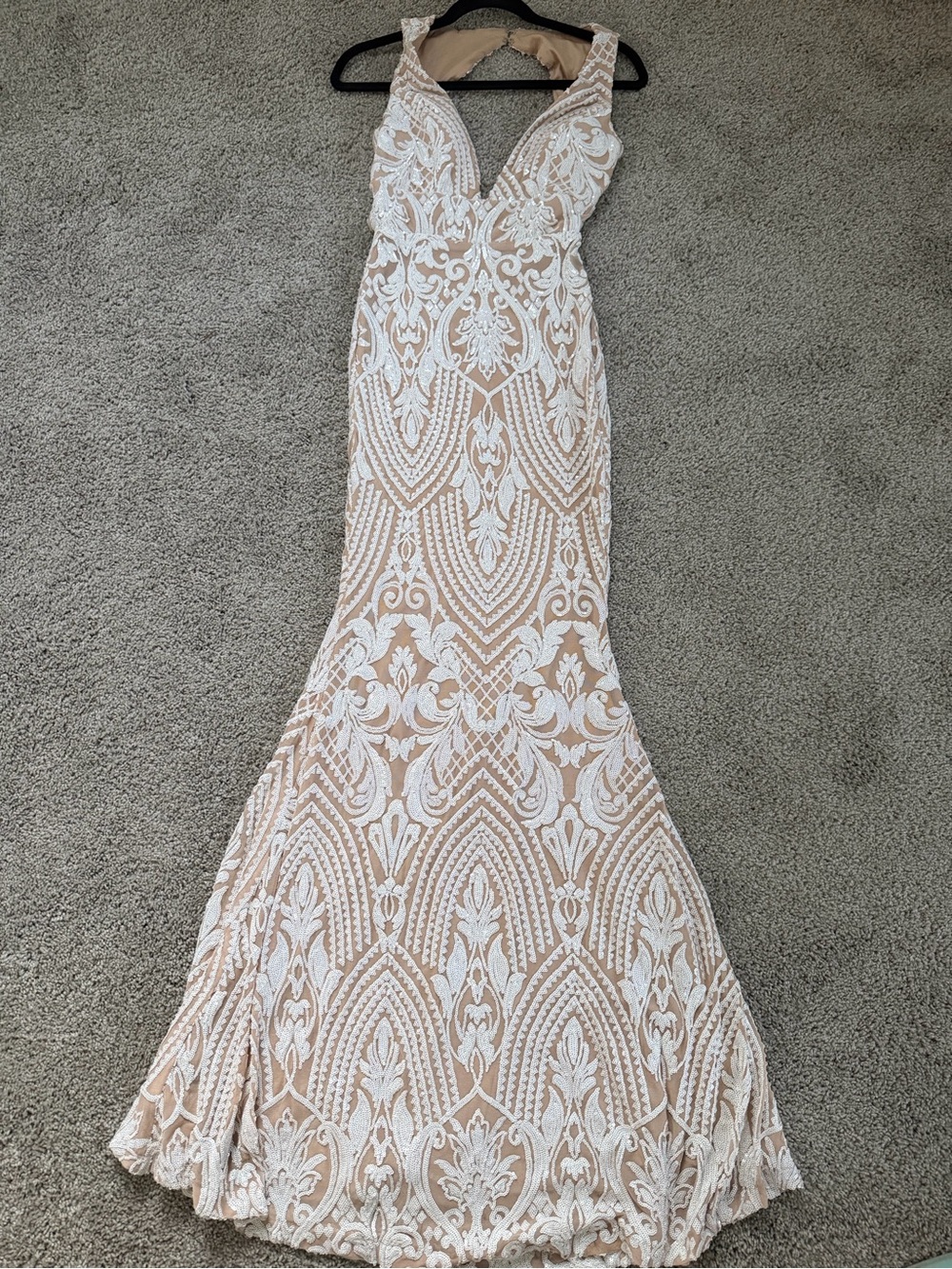 Prom Ivory Lace Overlay Mermaid Gown